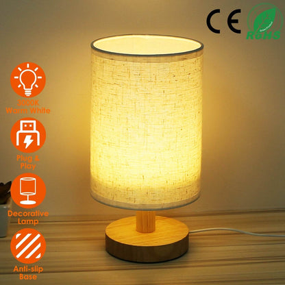 Warm White Bedside Lamp USB Plug Modern Bedroom Lamp - Holy Mango Store