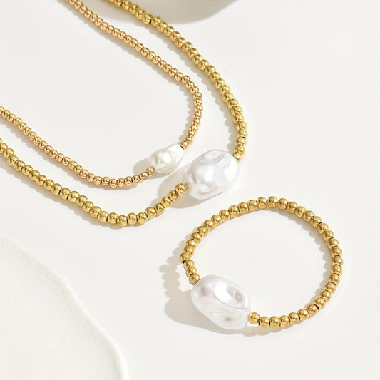 Gold & Pearl Jewelry Set – Handmade Elegance for Her