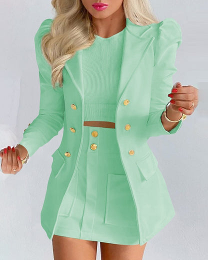 Women’s Casual Skirt Suit – Blazer & Mini Skirt