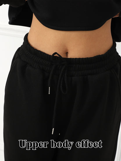 Women's 2-Piece Hoodie Set – Cropped Sweatshirt & Joggers