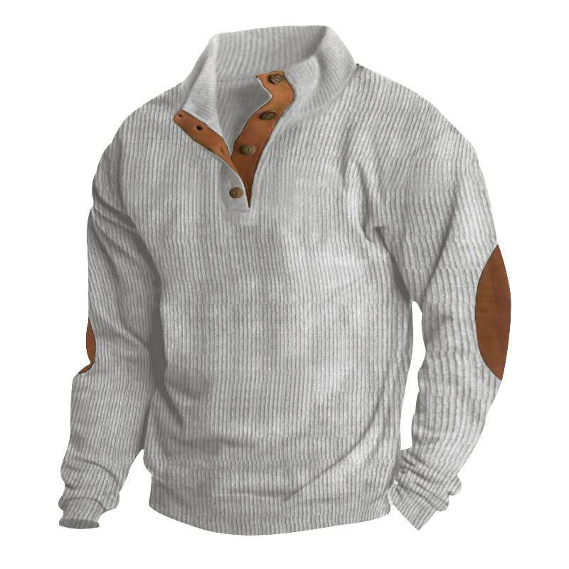 Corduroy Casual Stand Collar Long-sleeved Sweater - Holy Mango Store