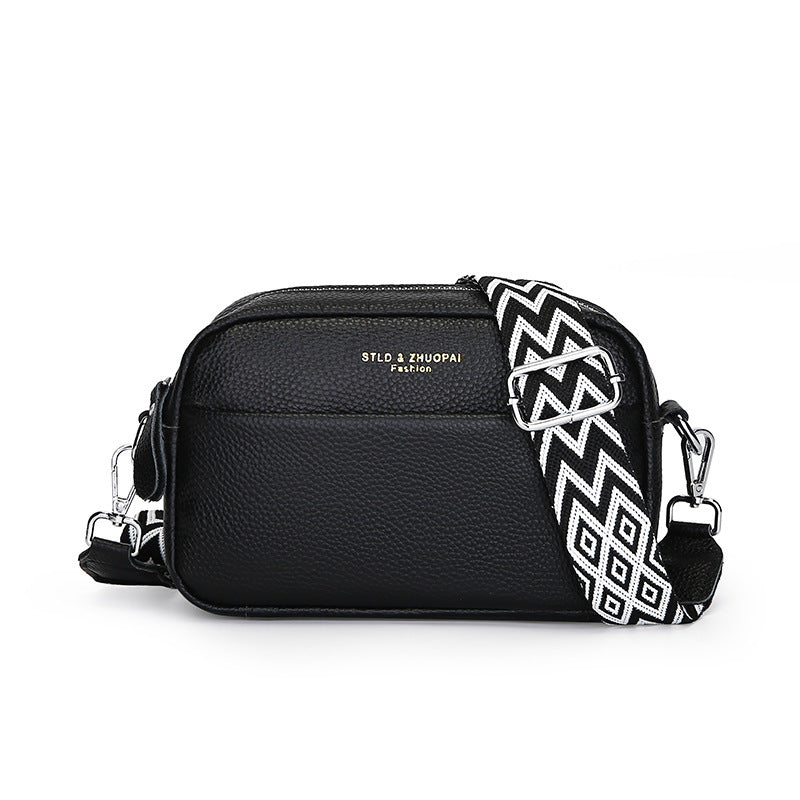 Genuine Leather Shoulder Messenger Bag – Simple Cowhide Square Crossbody