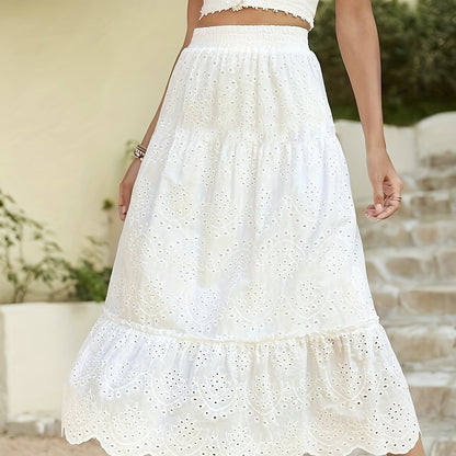 Boho Breeze Eyelet Maxi Skirt – Summer-Ready & Effortlessly Chic
