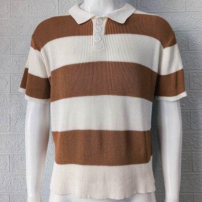 Mens Clothing Summer Fashion Lapel Sweater Short Sleeve Men Clothing Men Wears - Holy Mango Store