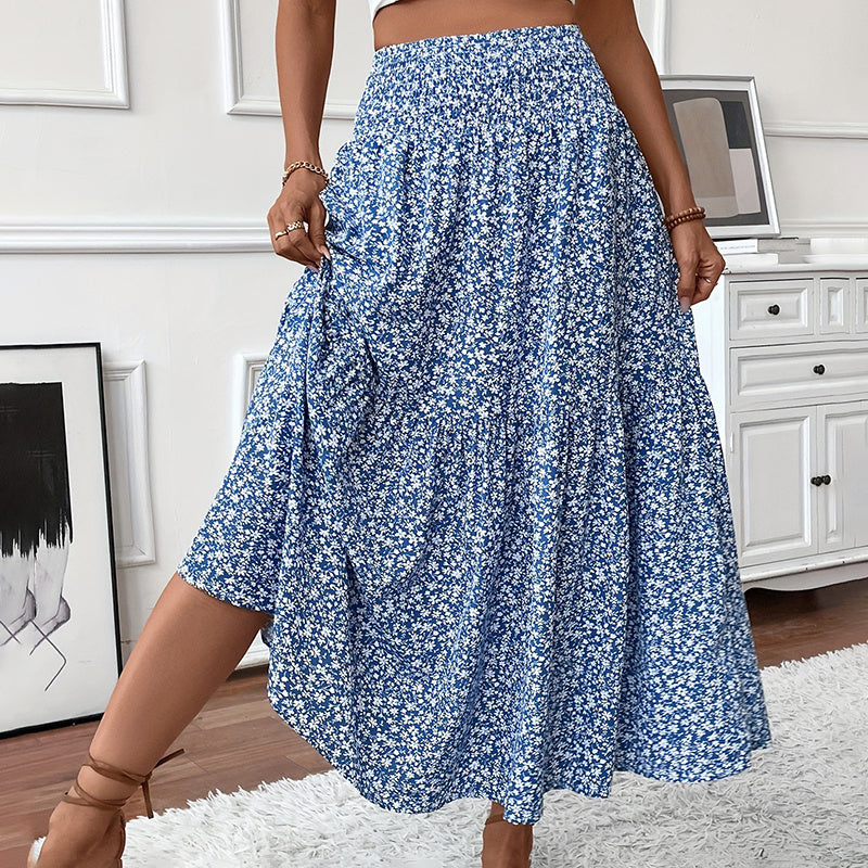 Boho Bloom Maxi Skirt – Floral A-Line With Elastic Waist