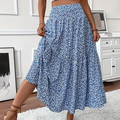 Boho Bloom Maxi Skirt – Floral A-Line With Elastic Waist