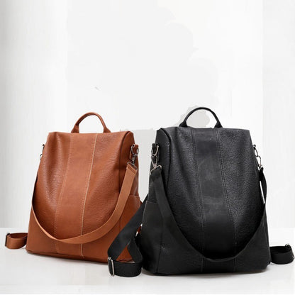Urban Classic Women’s Solid Color Backpack – Large Capacity Leather Bag