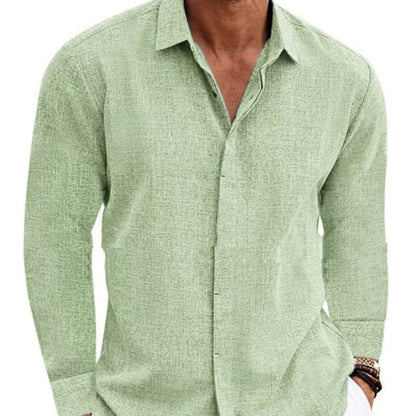 Long Sleeve T-shirt Undershirt Solid Color Long Sleeve Cotton Linen Shirt Men - Holy Mango Store