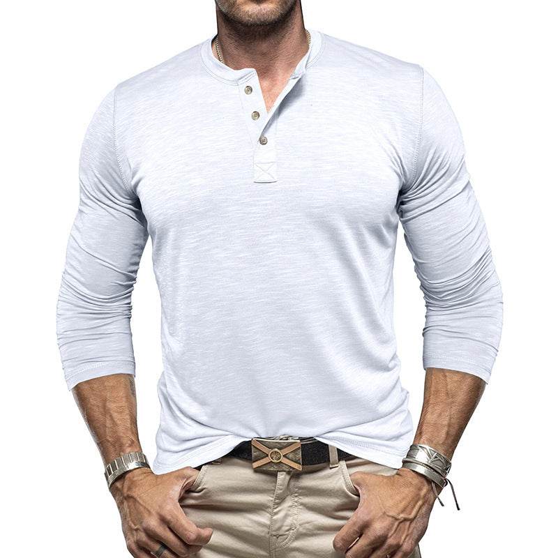 Men's Long-sleeved Henry Collar T-shirt - Holy Mango Store