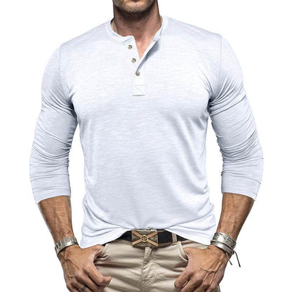 Men's Long-sleeved Henry Collar T-shirt - Holy Mango Store