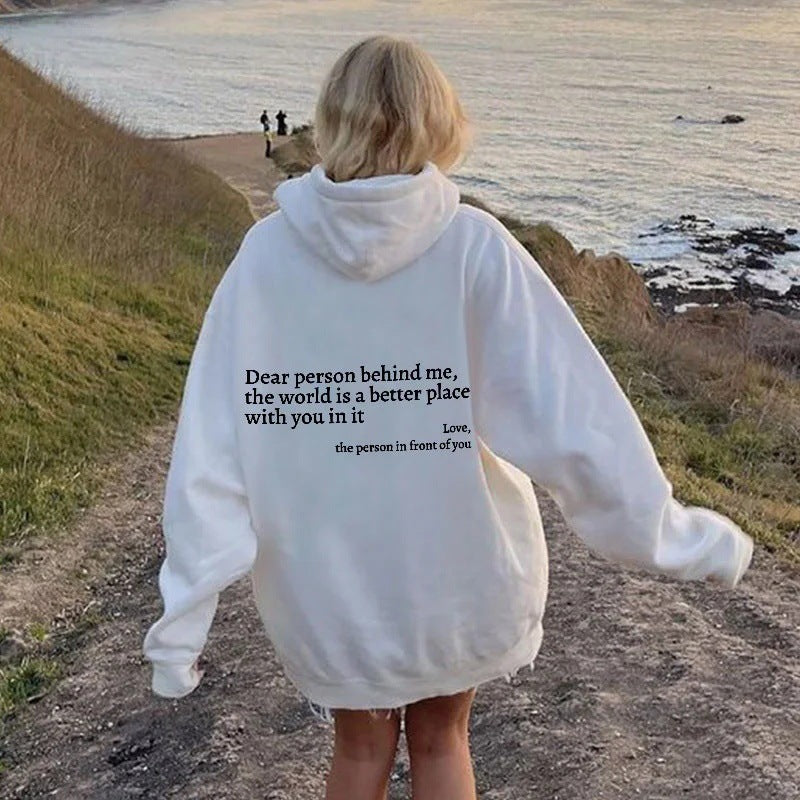 Unisex Plush Letter Hoodie – Cozy Drawstring Pullover with Kangaroo Pocket
