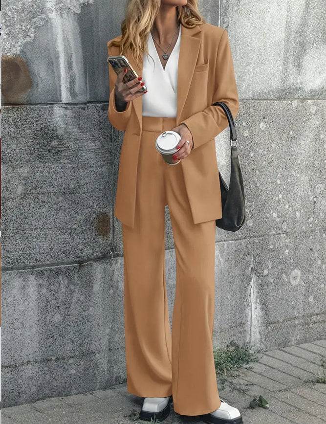 Women's Fashion Casual Solid Color Coat Trousers Suit - Holy Mango Store
