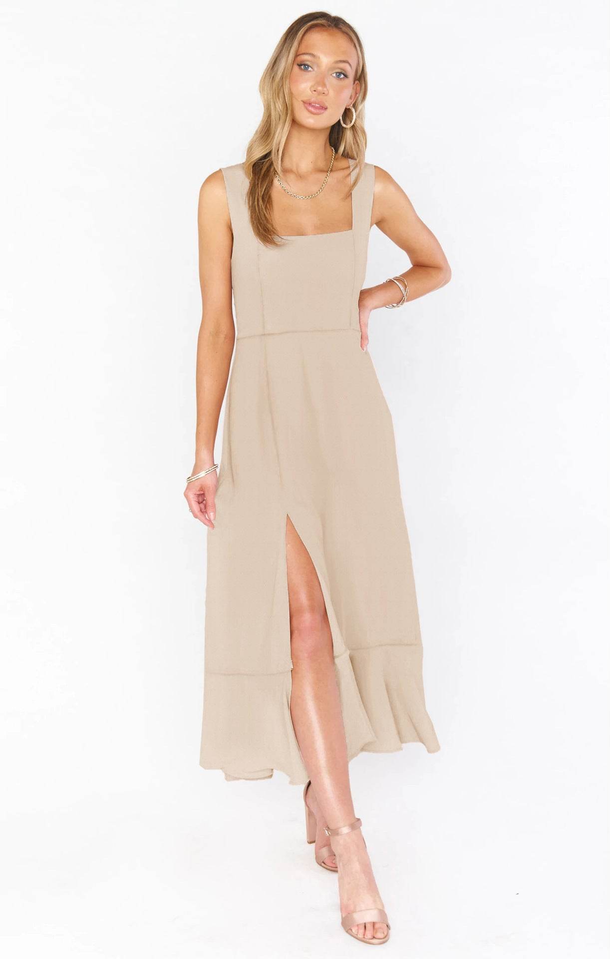 Temperament Suspender Split Dress With Lace-up Design Fashion Summer Ruffled Beach Dresses For Women - Holy Mango Store