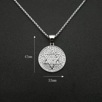 Six-Star Stainless Steel Pendant Necklace