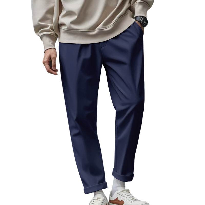 Men's Loose Comfortable Quick-drying Waist-tied Casual Business Pure Color Trousers - Holy Mango Store