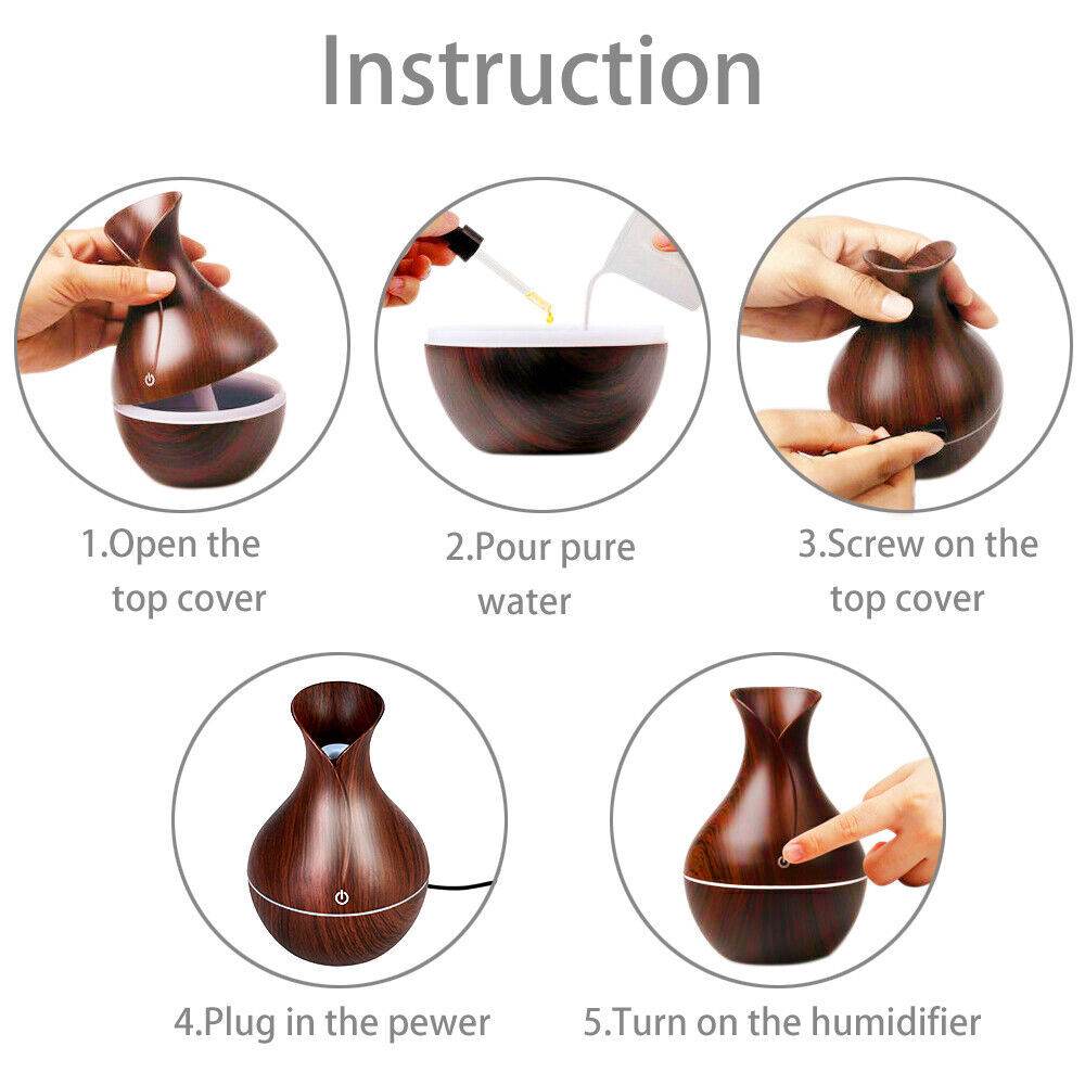 LED Ultrasonic Aroma Humidifier Essential Oil Diffuser Aromatherapy Air Purifier Home Small Incense Burner Holder Candle Yoga Fragrance Indoor Vase Shaped Aroma Burner Smoke Fountain Living Room Decor - Holy Mango Store