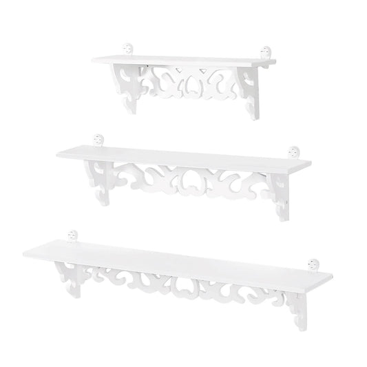 Set of 3 Shabby Floating Wall Shelves Bookshelf Display Wall Shelf Storage Rack - Holy Mango Store