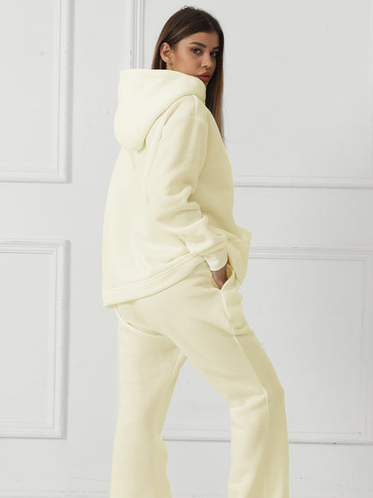 Women’s Solid Color Long Sleeve Sweatshirt Set – Cozy Casual Style