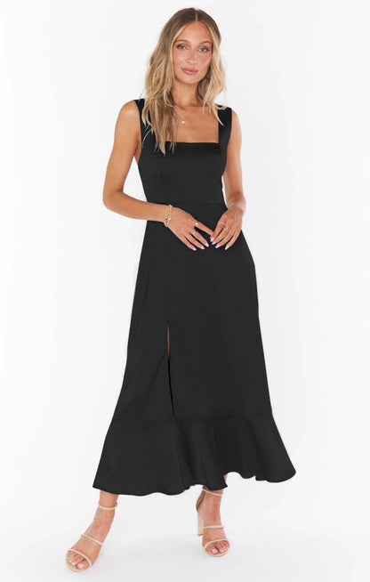 Temperament Suspender Split Dress With Lace-up Design Fashion Summer Ruffled Beach Dresses For Women - Holy Mango Store