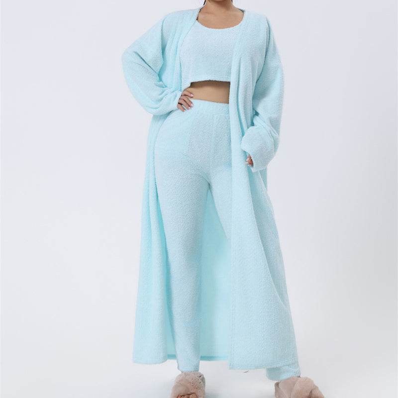 Cozy Pajama Set, 3 Piece Lounge Set, Cute Loungewear, Warm Suit Sets, Matching Set, Lounge Set, 3 Piece Pant Sets, Women Winter Dress - Holy Mango Store