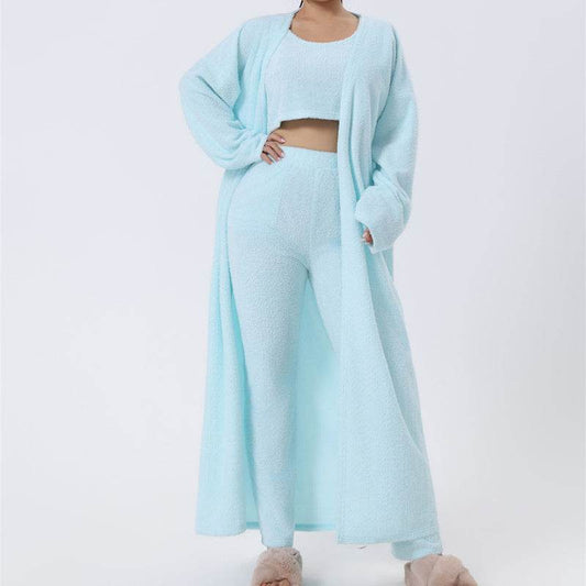 Cozy Pajama Set, 3 Piece Lounge Set, Cute Loungewear, Warm Suit Sets, Matching Set, Lounge Set, 3 Piece Pant Sets, Women Winter Dress - Holy Mango Store
