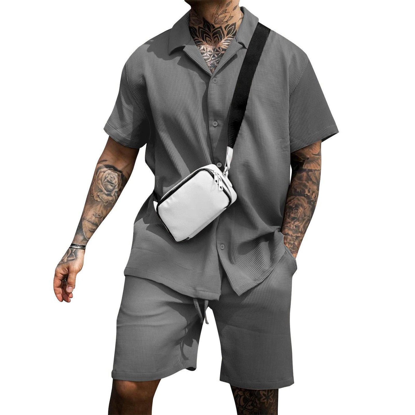 Men's Casual And Comfortable Polo Short-sleeved Shorts Suit - Holy Mango Store