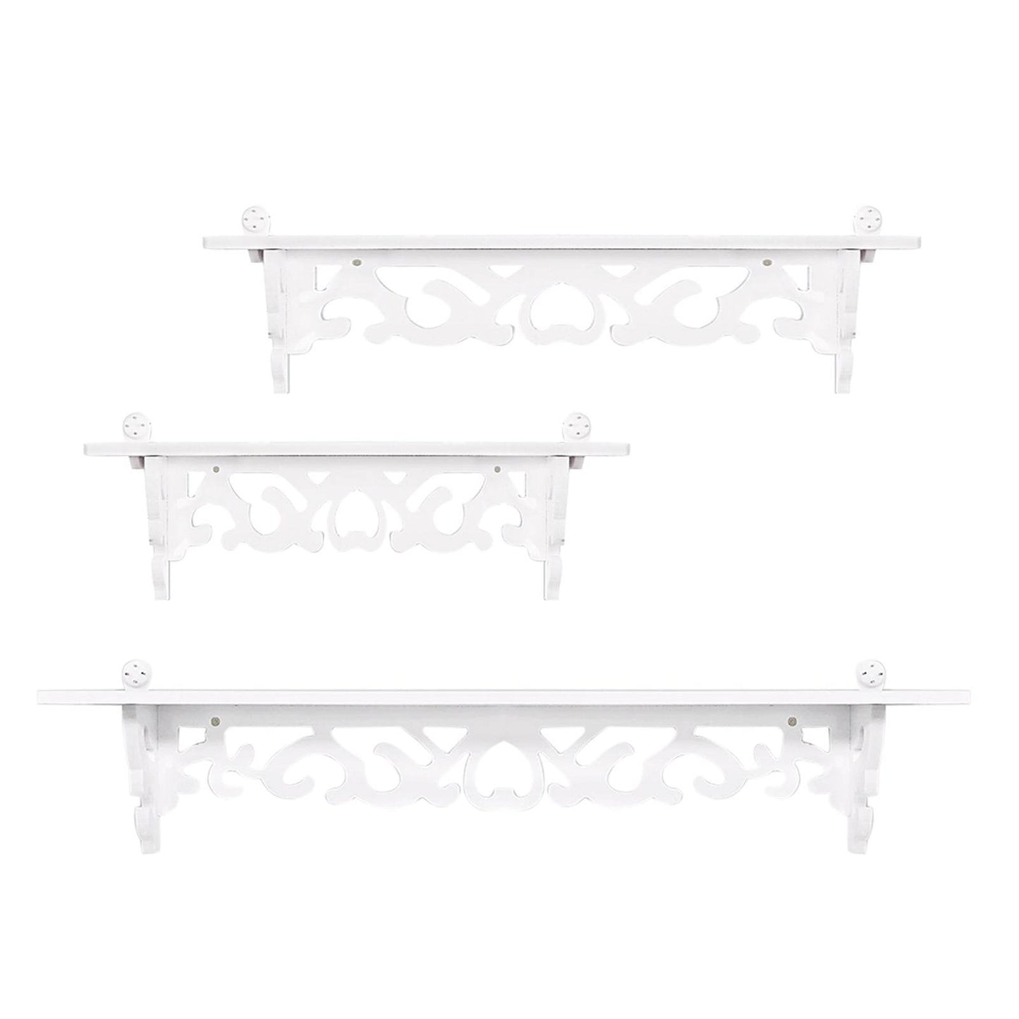 Set of 3 Shabby Floating Wall Shelves Bookshelf Display Wall Shelf Storage Rack - Holy Mango Store