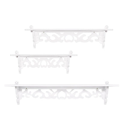 Set of 3 Shabby Floating Wall Shelves Bookshelf Display Wall Shelf Storage Rack - Holy Mango Store