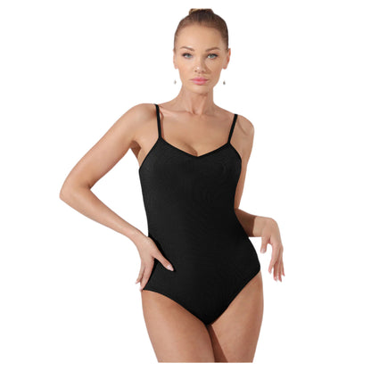 Women's Solid Color Ribbed Bodysuit – Adjustable Strap
