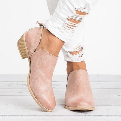 Retro Women’s Ankle Boots – Chunky Heel Fall Fashion Footwear