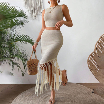 Chic 2-Piece Skirt Set – Crop Top & Bodycon Skirt