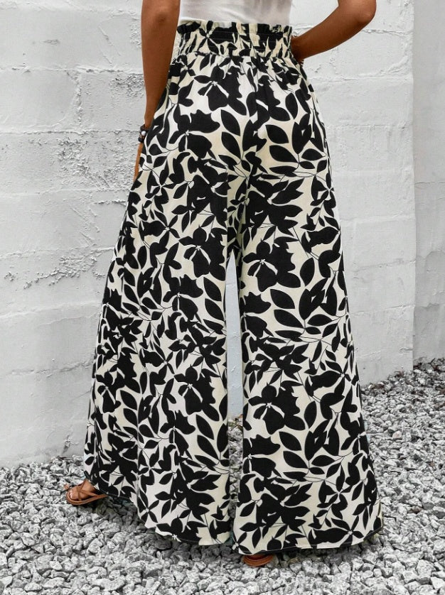 Women's Boho High Waist Wide Leg Floral Pants