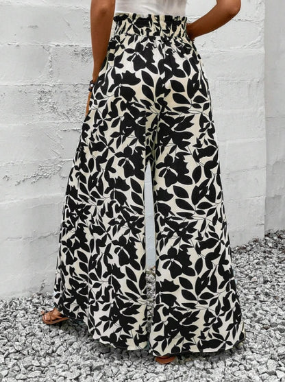 Women's Boho High Waist Wide Leg Floral Pants