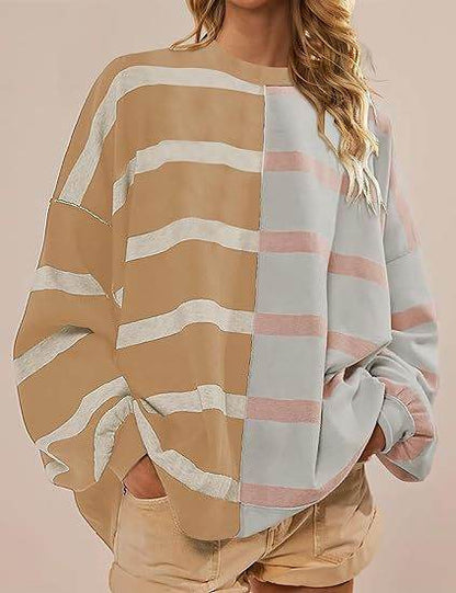 Striped Knitted Long-sleeved Sweater For Women - Holy Mango Store
