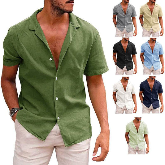Men's Tops Casual Button Down Shirt Short Sleeve Beach Shirt Summer Mens Clothing - Holy Mango Store