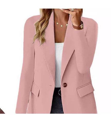 Polyester Autumn Long Sleeve Solid Color Cardigan Small Suit Jacket For Women - Holy Mango Store