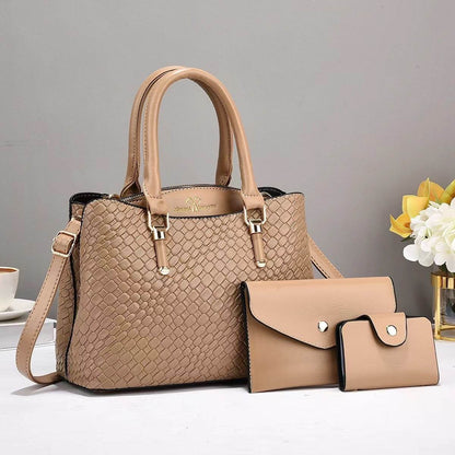 Woven Texture Three-piece Set Large Capacity One Shoulder Combination Bags - Holy Mango Store