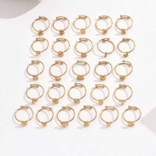 Alphabet Sphere Ring – 18K Gold‑Plated Stainless Steel