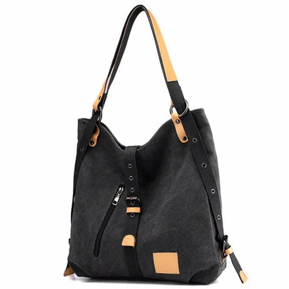 Convertible Canvas Tote Backpack – Multi-Functional Women’s Bag