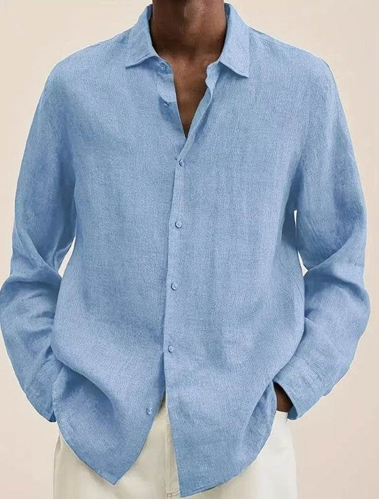New Solid Color Long Sleeve Shirt Casual Stand Collar Shirt For Men - Holy Mango Store