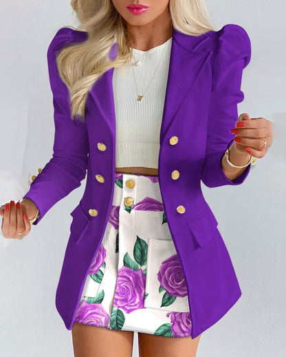 Women’s Casual Skirt Suit – Blazer & Mini Skirt