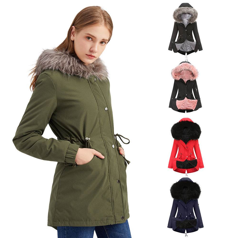 Parka Cotton-padded Coat Mid-length Hooded - Holy Mango Store