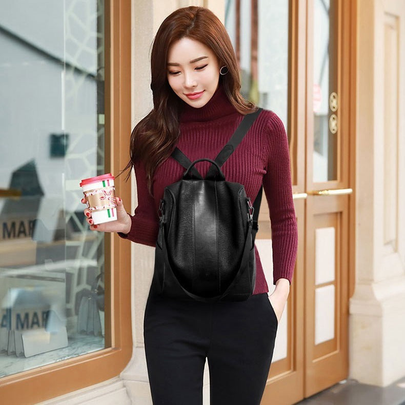 Urban Classic Women’s Solid Color Backpack – Large Capacity Leather Bag