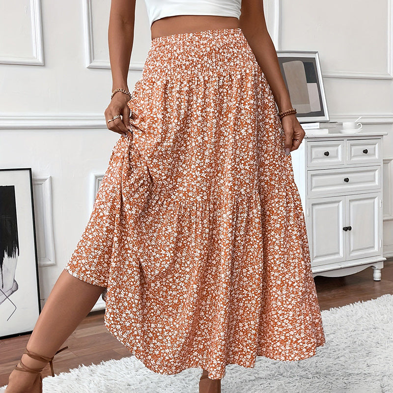 Boho Bloom Maxi Skirt – Floral A-Line With Elastic Waist