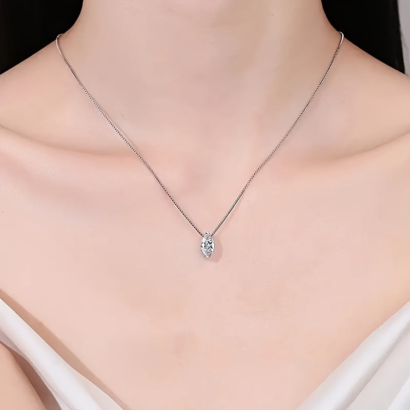 Moissanite Drop Pendant – Minimalist Sparkle Necklace