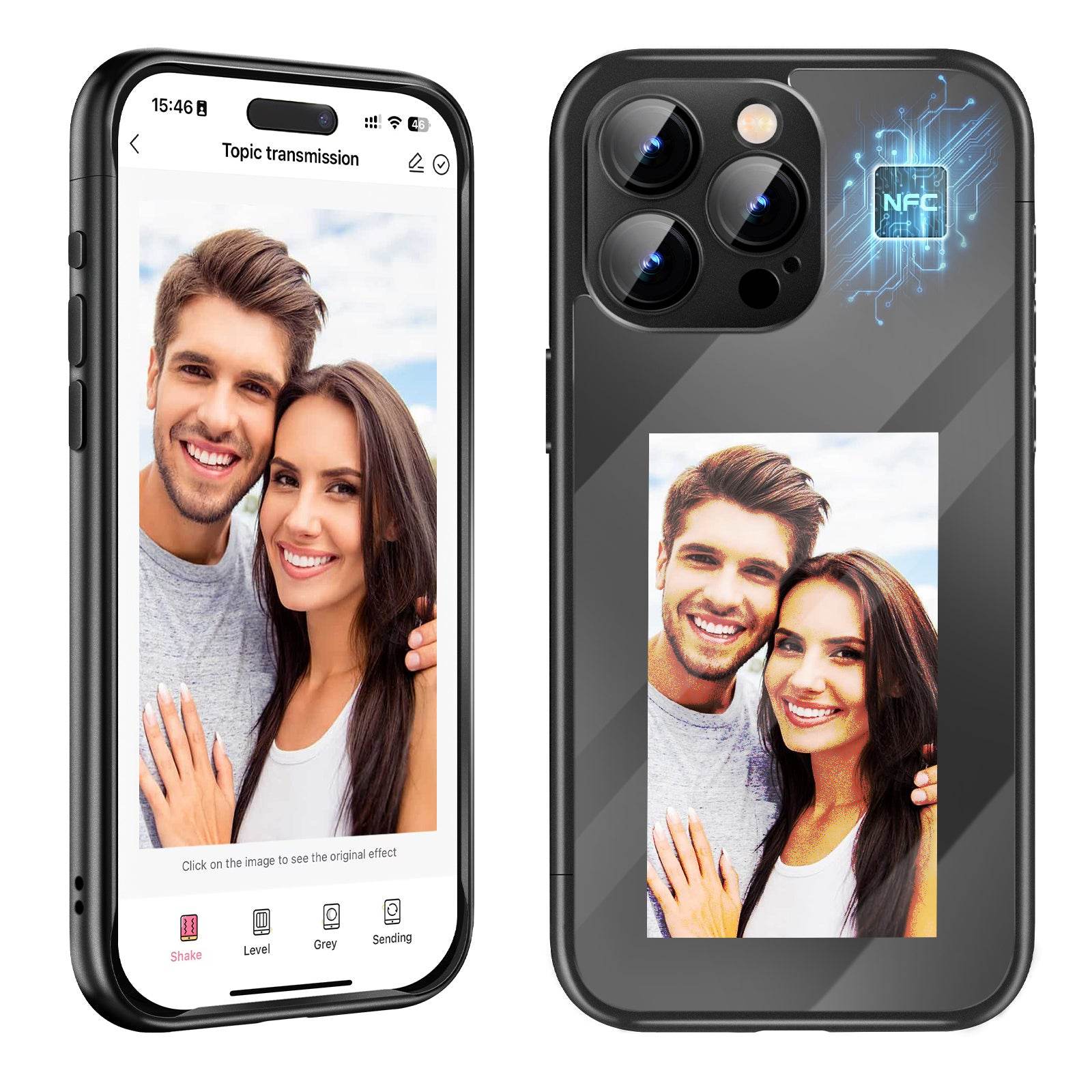 IPhone15 PRO PROMAX NFC Ink Screen Flip Phone Case Smart Creative DIY Custom All-Inclusive Case - Holy Mango Store