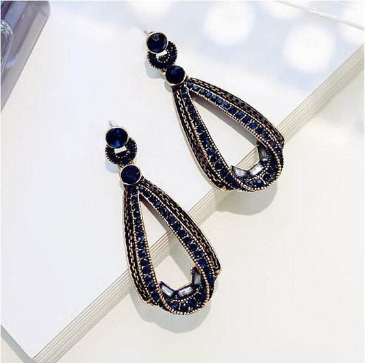 Retro Diamond Irregular Water Drop S925 Silver Stud Earrings - Holy Mango Store