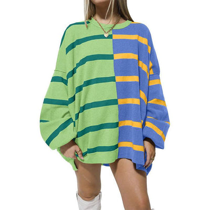 Striped Knitted Long-sleeved Sweater For Women - Holy Mango Store