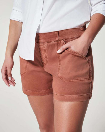 High-Waisted Utility Cotton Shorts