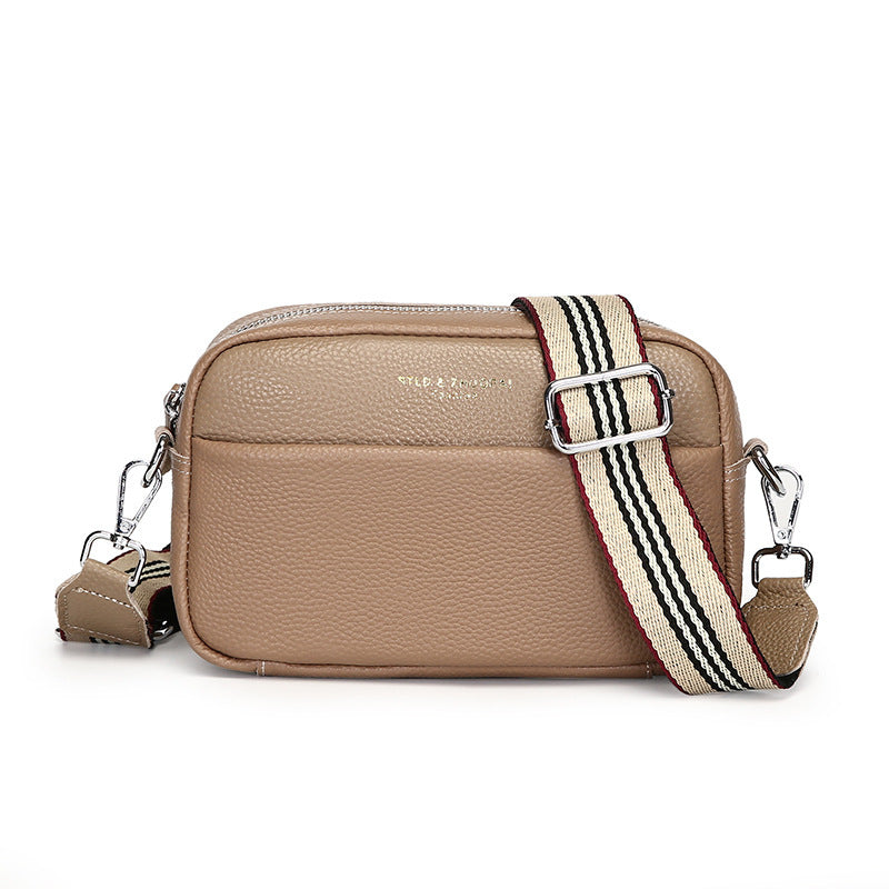 Genuine Leather Shoulder Messenger Bag – Simple Cowhide Square Crossbody